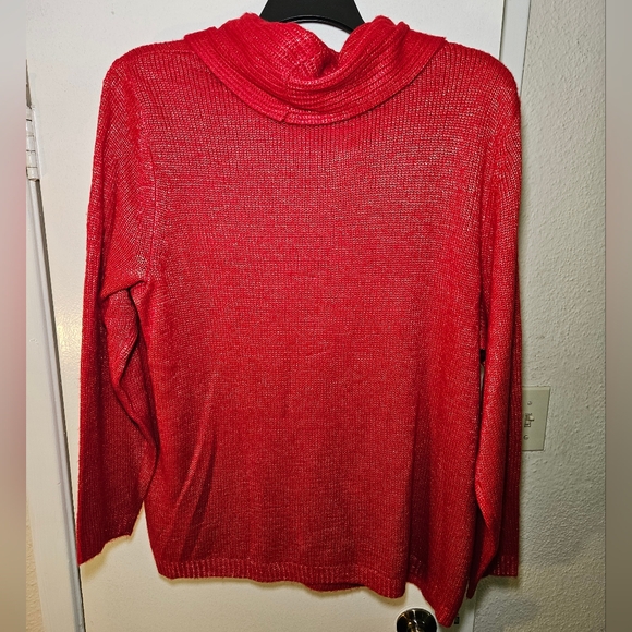 JCP Cherry Red w Gold Specks Cowl Neck Sweater 2X - Picture 8 of 10